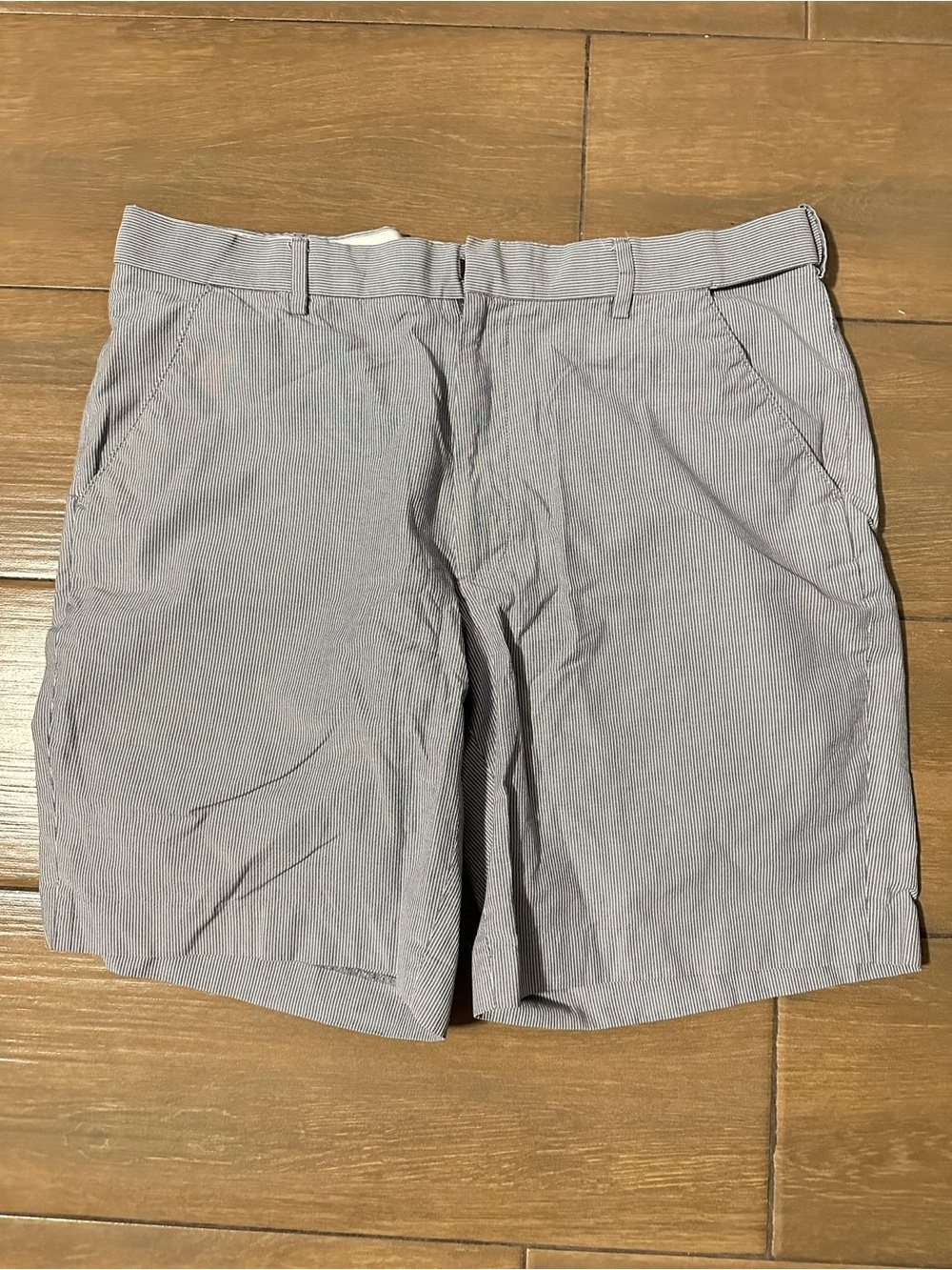 Savane Men's Light Blue Pinstripe Flat Front Shorts